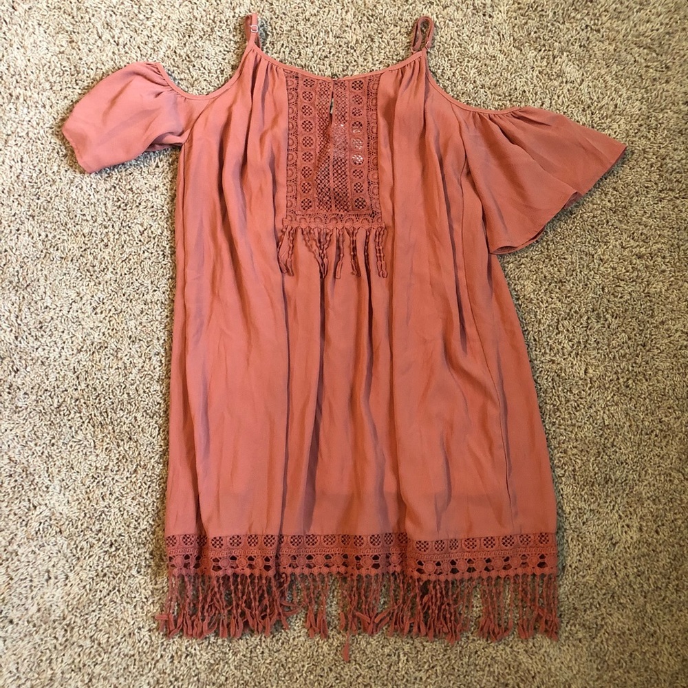 Burnt Orange Dress With Fringe